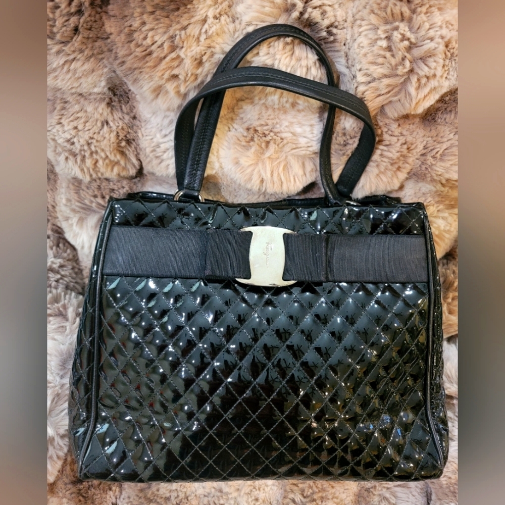 Salvatore Ferragamo Black Quilted Leather Tote